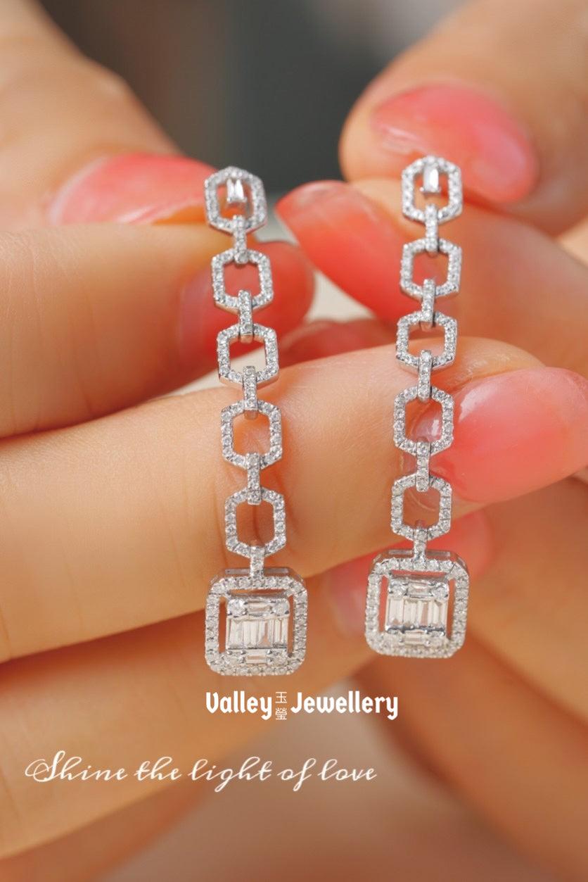 18K Sparkling Diamond Earrings