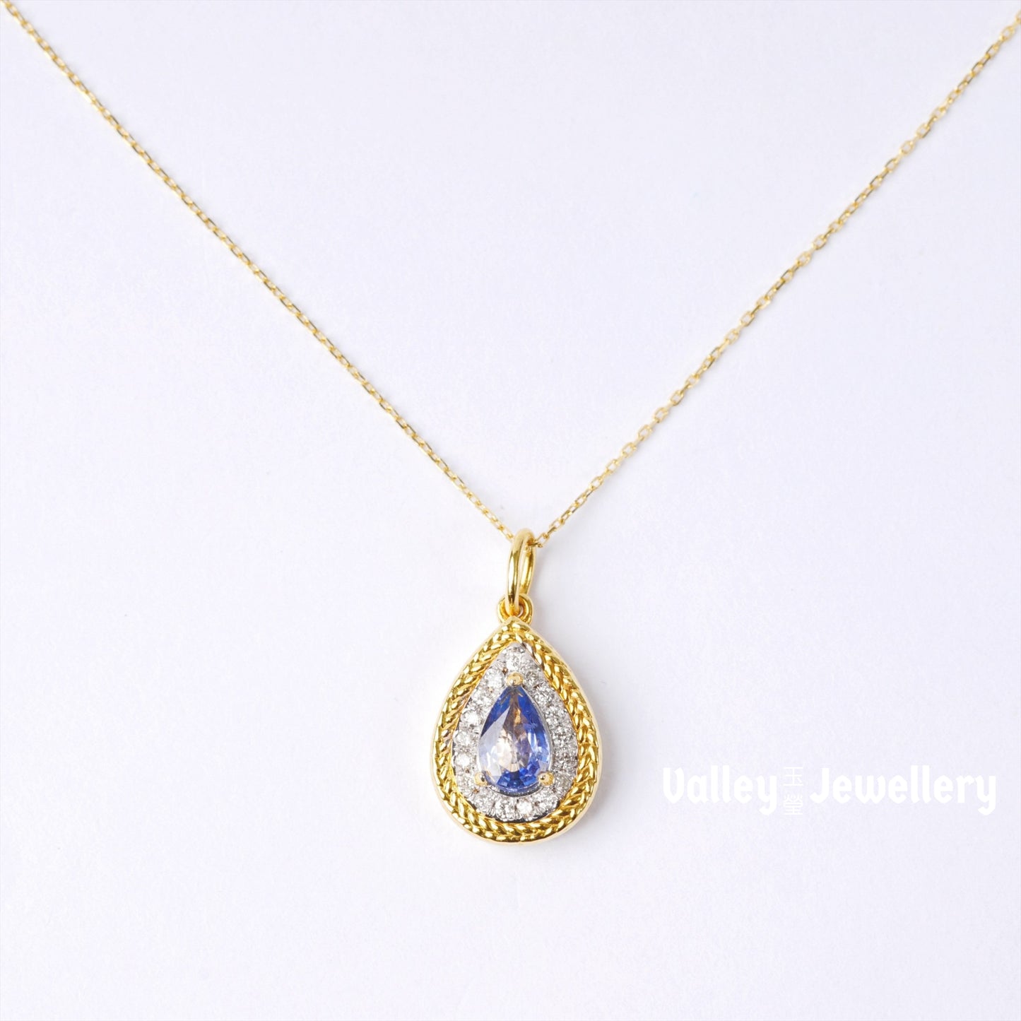 Sparkling Sapphire Pendant with Chain