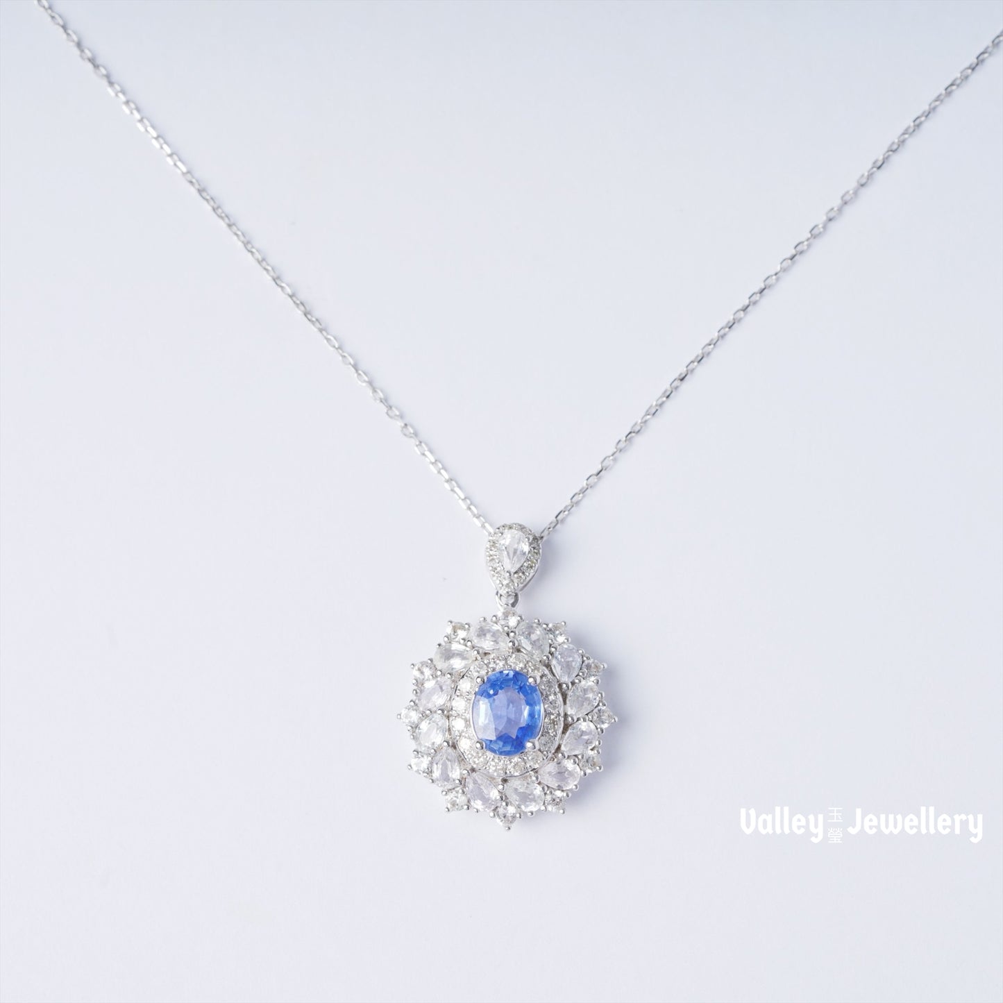 Sparkling Sapphire & Diamond Pendant