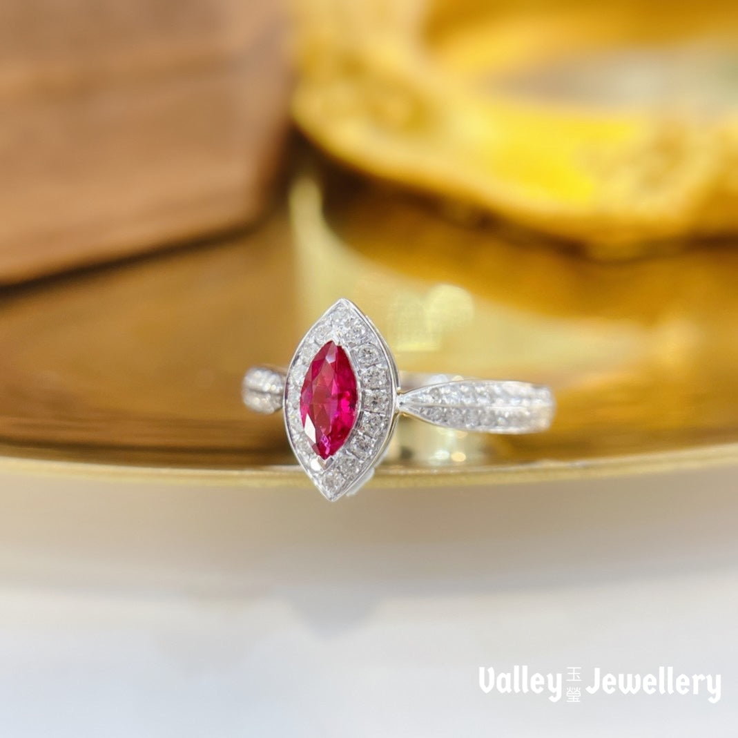 18K Gold Ruby & Diamond Ring