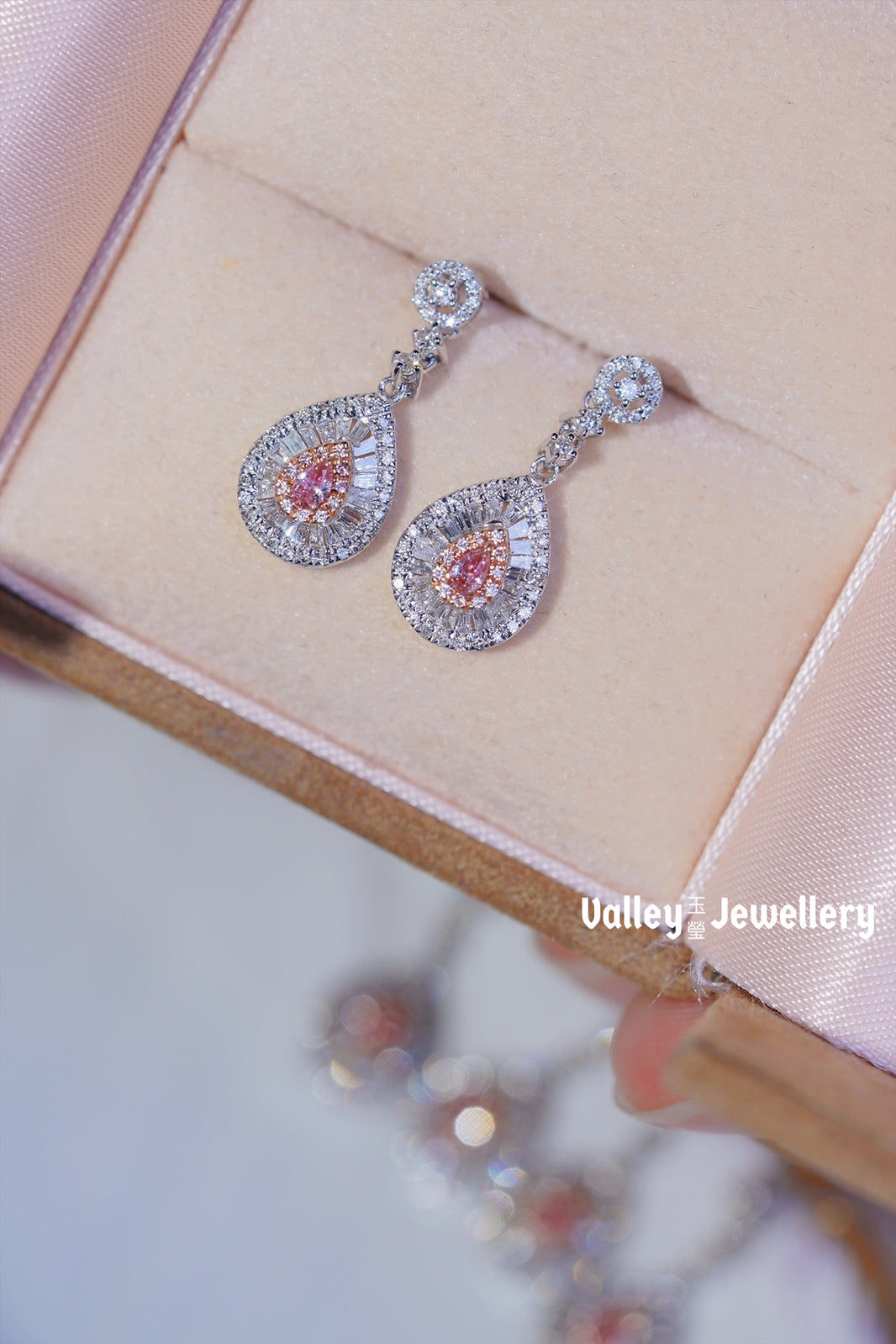 18K Pink Diamond Earrings