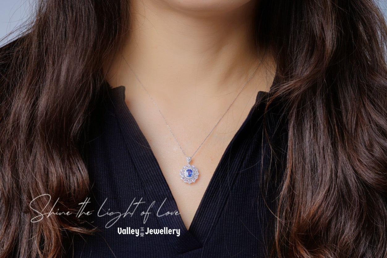 Sparkling Sapphire & Diamond Pendant