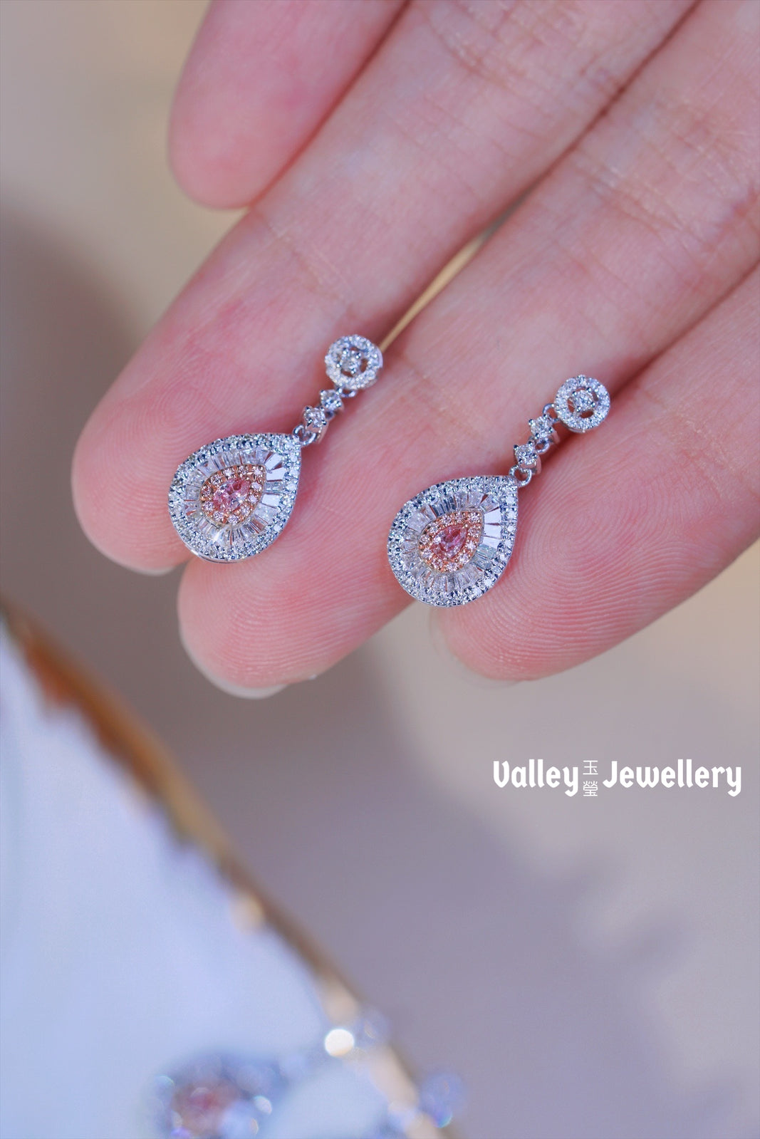 18K Pink Diamond Earrings