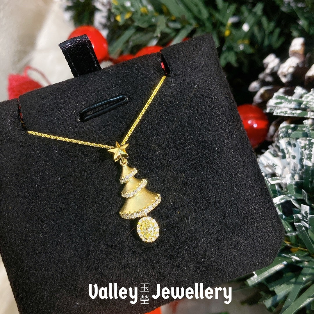 Christmas Tree Yellow Diamond Necklace