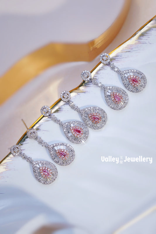 18K Pink Diamond Earrings