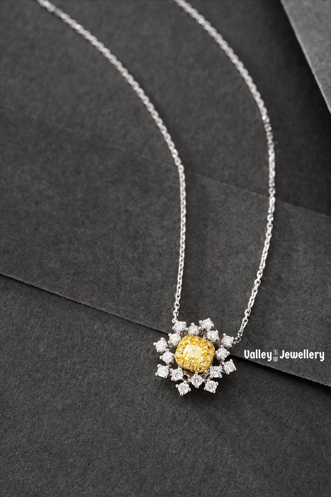 18K Yellow Diamond Snowflake Necklace