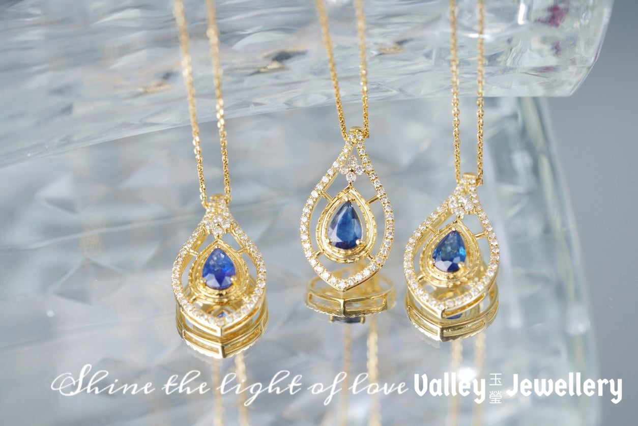 Sparkling Sapphire Pendant with Chain